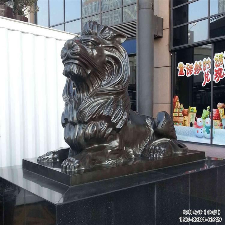 大門口獅子雕塑，仿銅玻璃鋼獅子雕塑加工制作