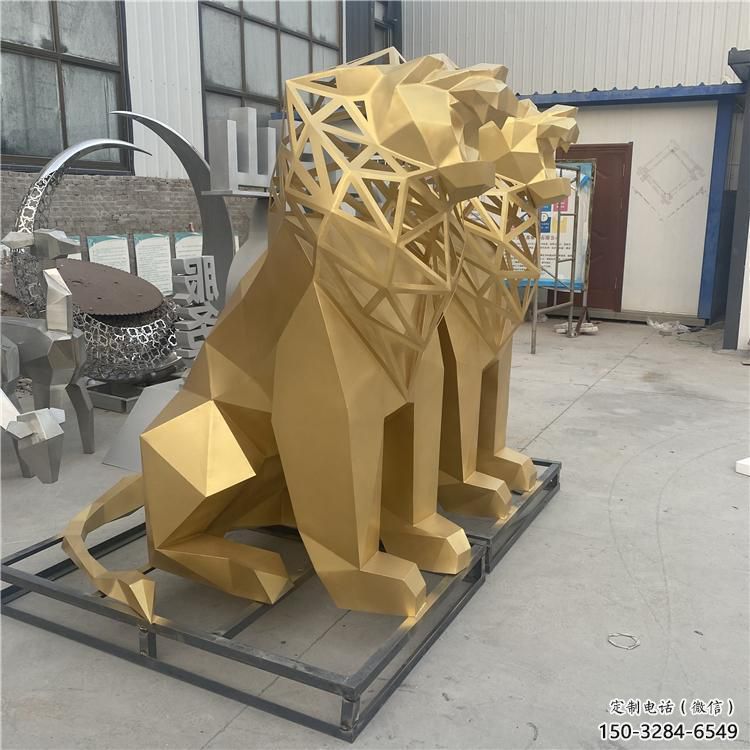 現(xiàn)代獅子雕塑定制，中式工藝，景觀不銹鋼獅子雕塑優(yōu)價(jià)