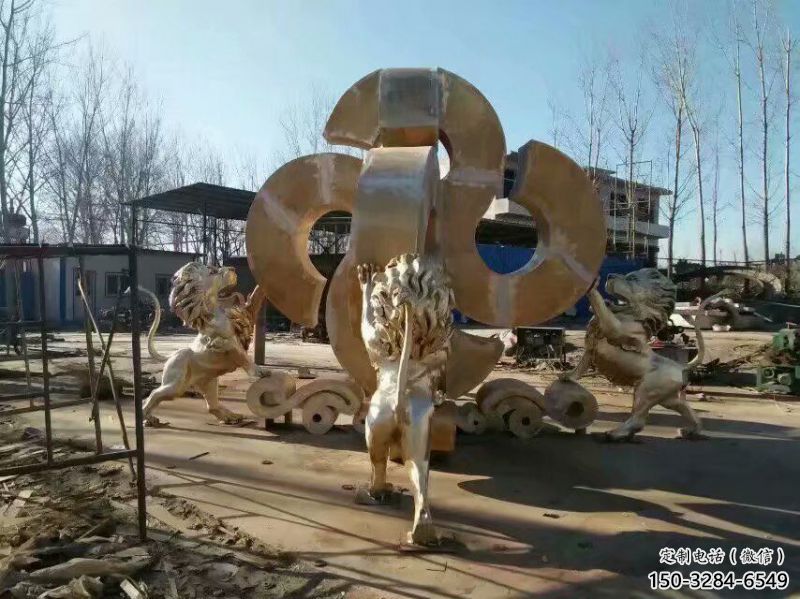 黃銅獅子雕塑承接，景觀雕塑，走獅雕塑供應(yīng)