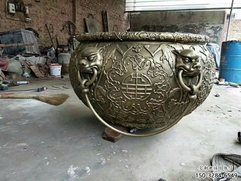 花紋圖太平缸銅雕