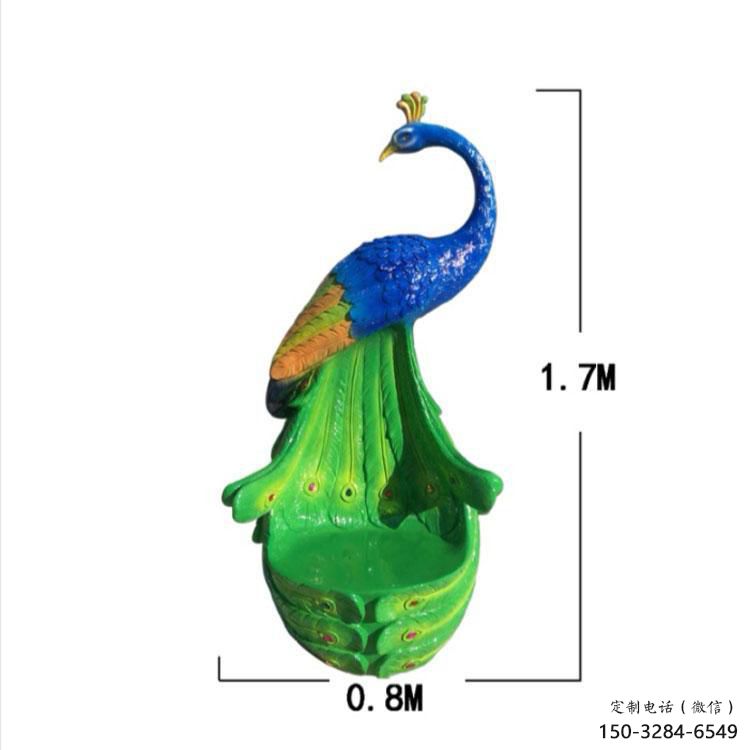 孔雀坐凳雕塑廠家，彩繪工藝雕塑，仿真藝術(shù)效果