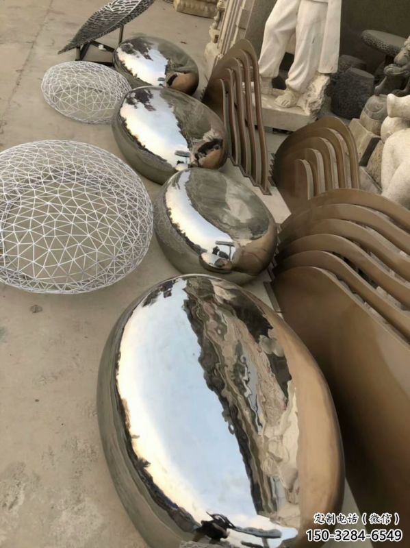 廣場坐凳雕塑，抽象景觀雕塑，鏡面效果