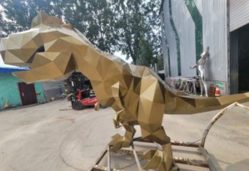 景觀恐龍雕塑供應，公園雕塑，金屬幾何恐龍雕塑制作