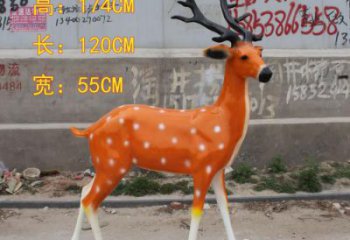 公園小鹿雕塑，彩繪工藝，玻璃鋼動物雕塑廠家