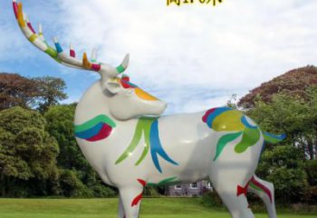 廣場(chǎng)小鹿雕塑，彩繪工藝，彩繪動(dòng)物雕塑