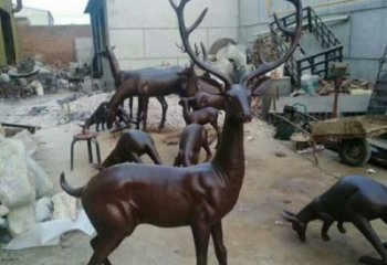 小鹿雕塑專供，景區(qū)雕塑，仿銅小鹿雕塑提供