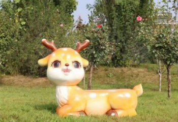 小鹿雕塑制造商，靜態(tài)雕塑，園林卡通小鹿雕塑訂做