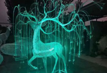 梅花鹿雕塑供應(yīng)，花園小品，酒店燈光梅花鹿雕塑展品