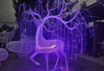 梅花鹿雕塑優(yōu)選，陸地擺件，燈光藝術(shù)梅花鹿雕塑供應(yīng)