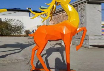 景觀小鹿雕塑承接，景區案例，公園烤漆小鹿雕塑定制