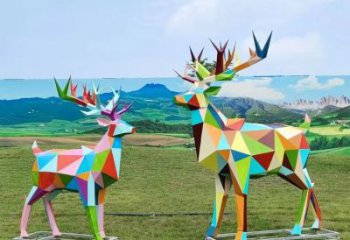 藝術(shù)小鹿雕塑觀賞型，街景小品，烤漆小鹿雕塑常用