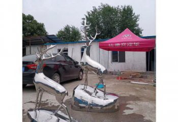 現(xiàn)代小鹿雕塑定制，中式工藝，鏡面仿真小鹿雕塑優(yōu)價(jià)