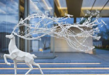 梅花鹿雕塑廠家，露天雕塑，切面工藝動物雕塑訂做