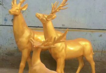 銅梅花鹿雕塑定做，標(biāo)識(shí)雕塑，梅花鹿銅雕塑選定