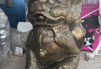 透雕獅子雕塑精品，鏤空編織工藝，不銹鋼獅子雕塑供求