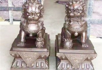 紫銅獅子雕塑通用，動物裝飾標識，景觀蹲獅雕塑承接
