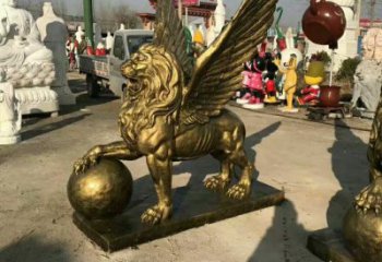 景觀獅子雕塑供求，抽象設計元素，仿銅飛獅雕塑觀賞型