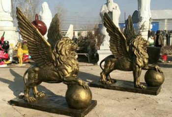 景觀獅子雕塑選用，美陳雕塑，飛獅雕塑展示專供