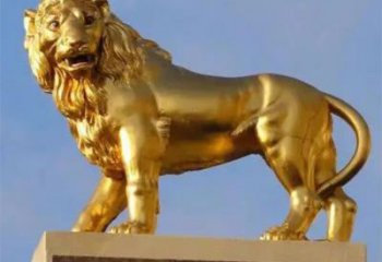 室外獅子雕塑展品，公園小品，城市鎏金獅子雕塑供需