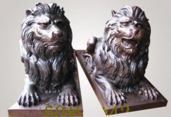 制造獅子雕塑廠家，鑄銅組合，趴獅雕塑工程制作