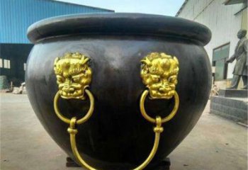 獅子頭鐵缸雕塑