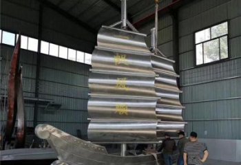 景區帆船雕塑，鍍金歐式雕塑，鐵藝材質