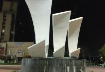 公園帆船雕塑，噴砂發光雕塑，鍛造工藝