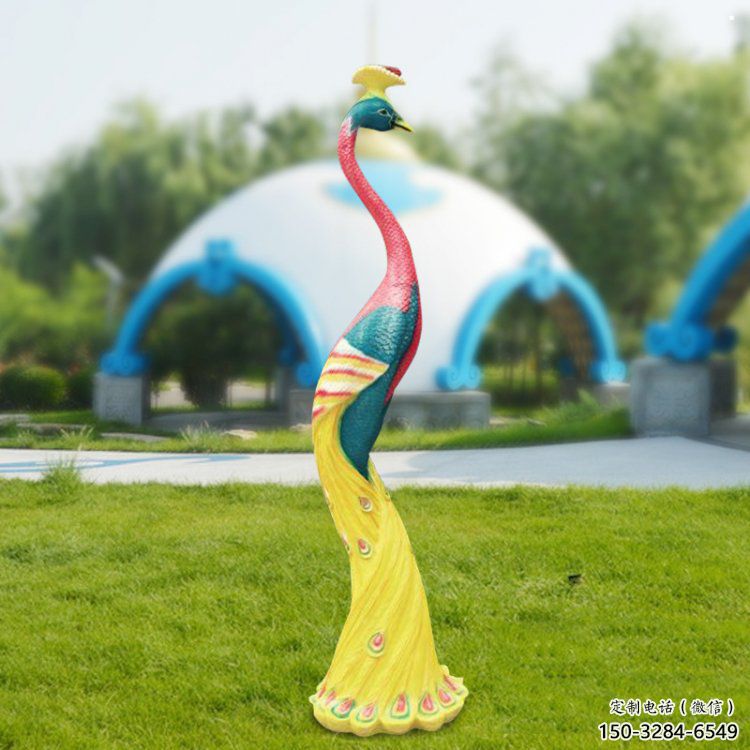 彩繪孔雀雕塑cj