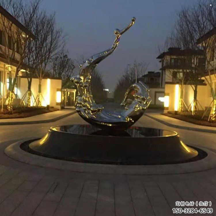 大型海浪紋雕塑公司，花園小品，不銹鋼海浪雕塑提供