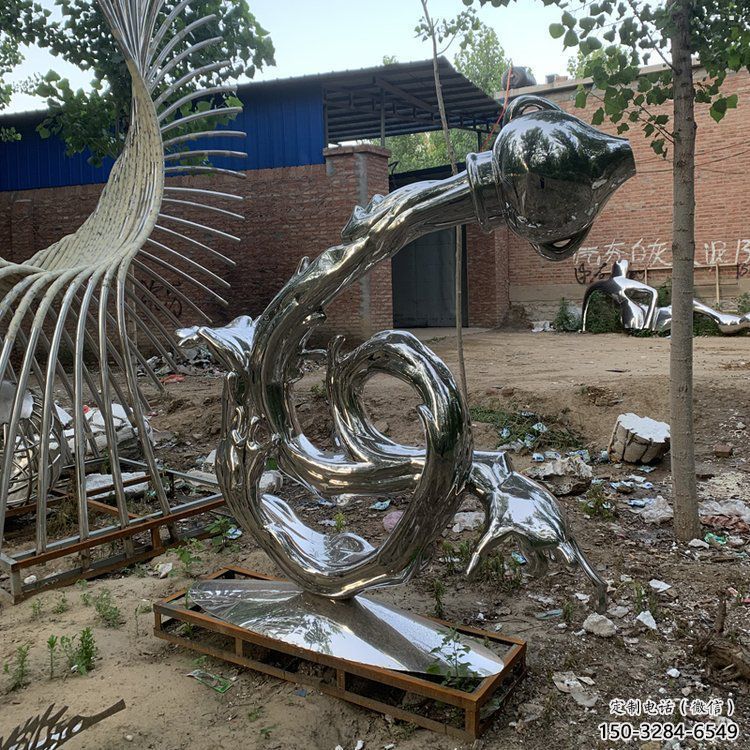 浪花雕塑供求，白鋼構(gòu)件，鏡面浪花天壺雕塑觀賞型