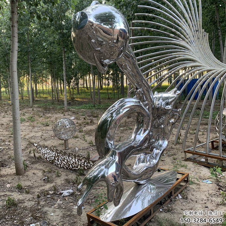 浪花雕塑制造，美陳雕塑，鏡面浪花天壺雕塑展品