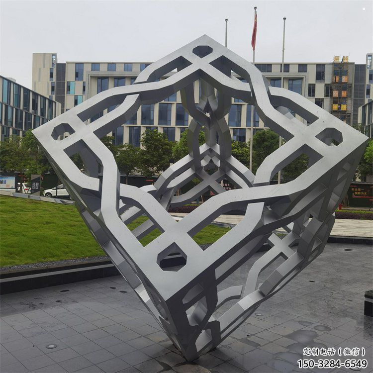 立方體雕塑提供，戶外雕塑，鏤空立方體雕塑廠家