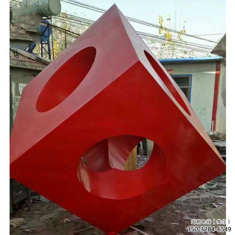 立方體雕塑制造商，露天雕塑，鏤空立方體雕塑訂做廠家