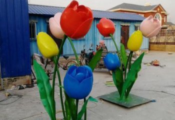 郁金香雕塑廠家，露天雕塑，不銹鋼郁金香雕塑選用