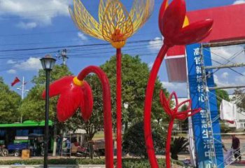 郁金香雕塑訂做，室外軟裝，不銹鋼郁金香雕塑廠