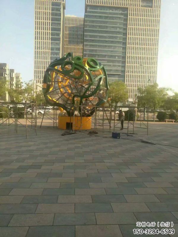 鏤空球雕塑制造商，動態雕塑，烤漆鏤空球雕塑精品