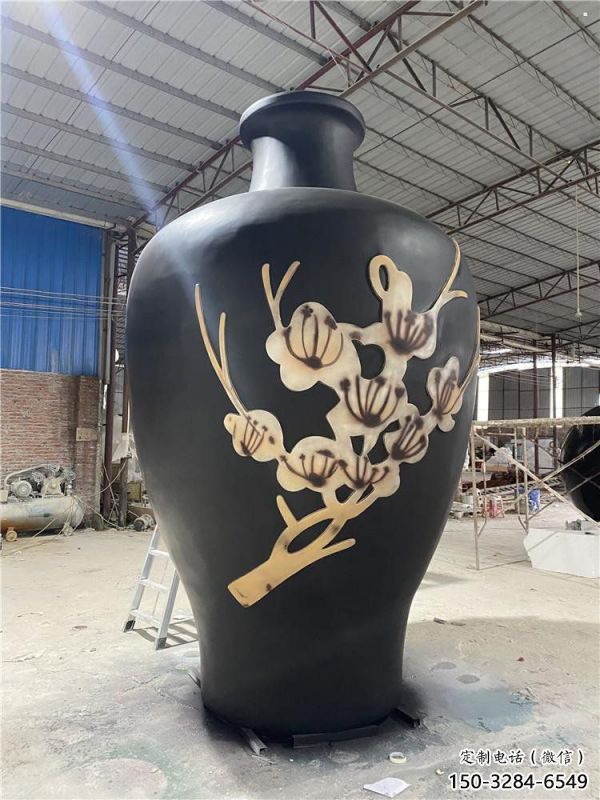 制造花瓶雕塑專供，地標(biāo)擺件，玻璃鋼花瓶雕塑訂做