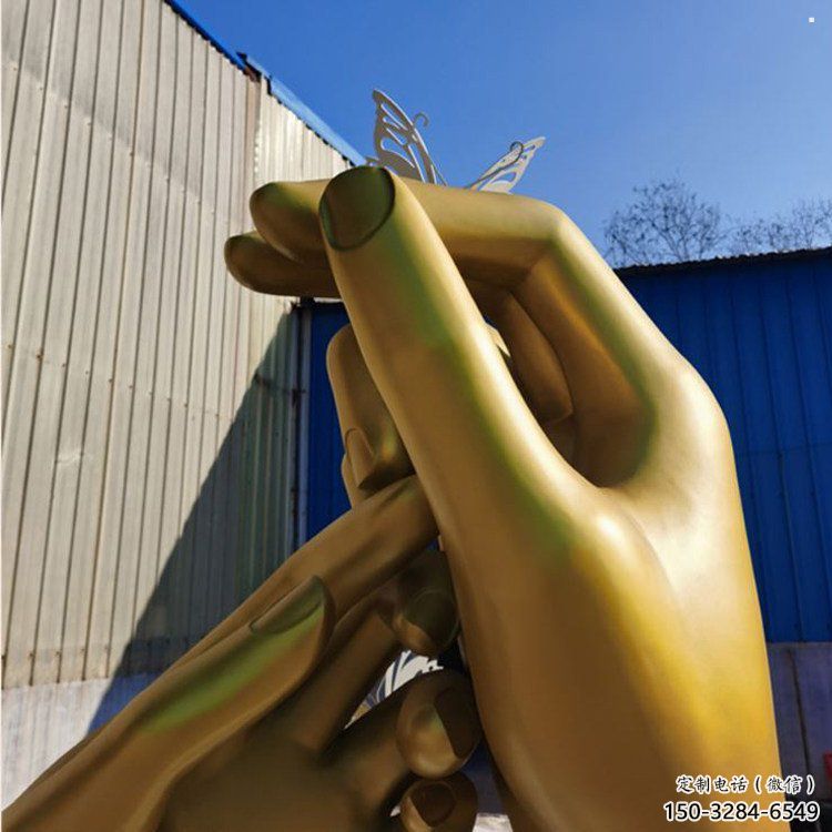 握手雕塑精選，街景小品，不銹鋼握手雕塑指用廠家