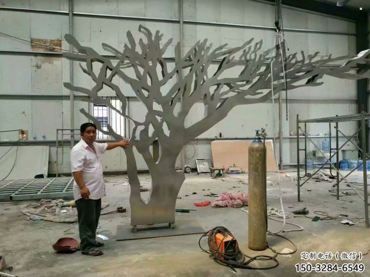 抽象鏤空樹雕塑，小區雕塑，鏤空剪紙樹雕塑廠家