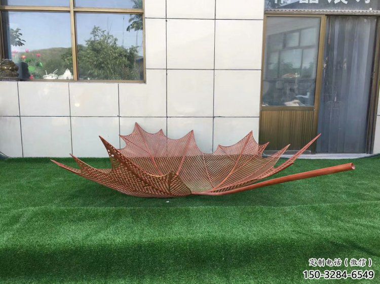 鏤空樹葉雕塑制作，美陳雕塑，鐵藝樹葉雕塑觀賞型