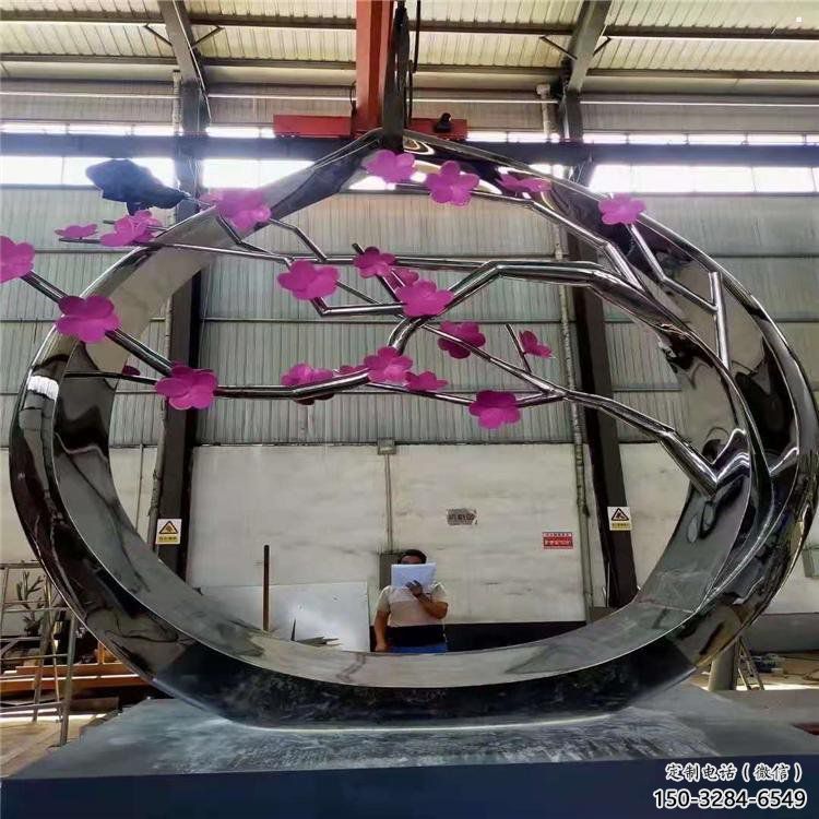 梅花樹雕塑定做，美陳雕塑，不銹鋼梅花樹雕塑廠家