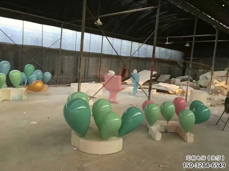 氣球樹雕塑廠家，彩繪構件，玻璃鋼氣球樹雕塑供應