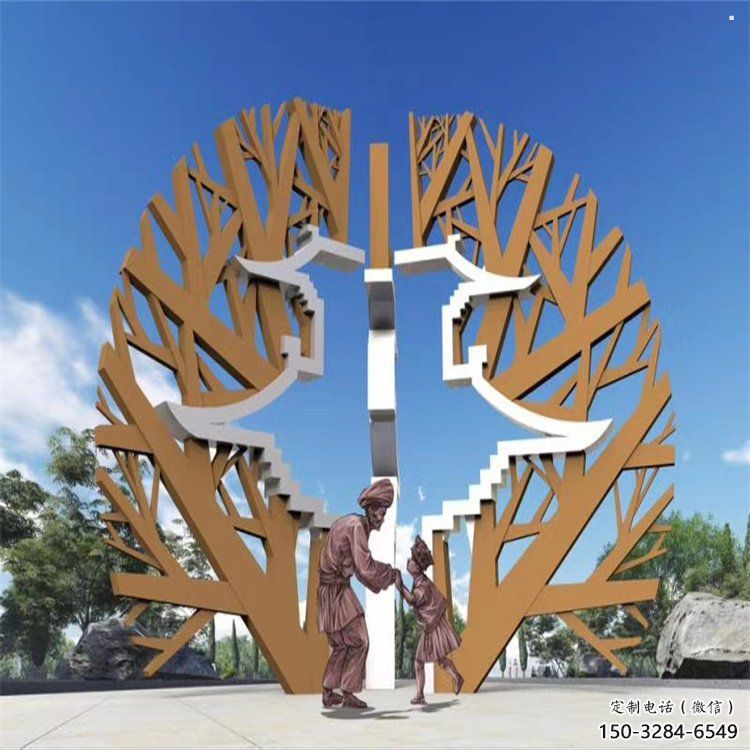 樹干雕塑制作，室外軟裝，歐式不銹鋼樹干雕塑承接