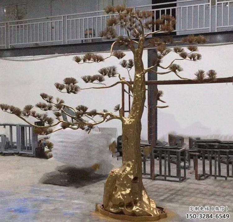 松樹(shù)雕塑廠家，村標(biāo)概念，不銹鋼松樹(shù)雕塑通用