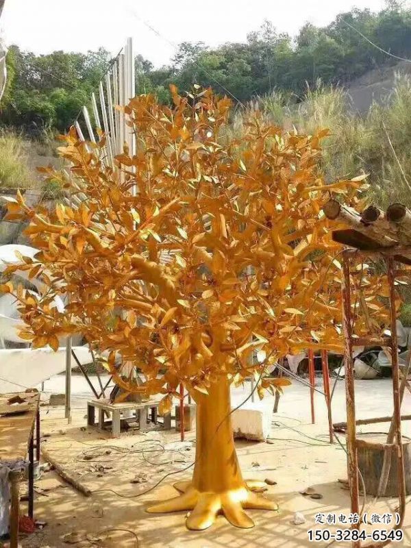 發財樹雕塑提供，白鋼構件，不銹鋼發財樹雕塑生產