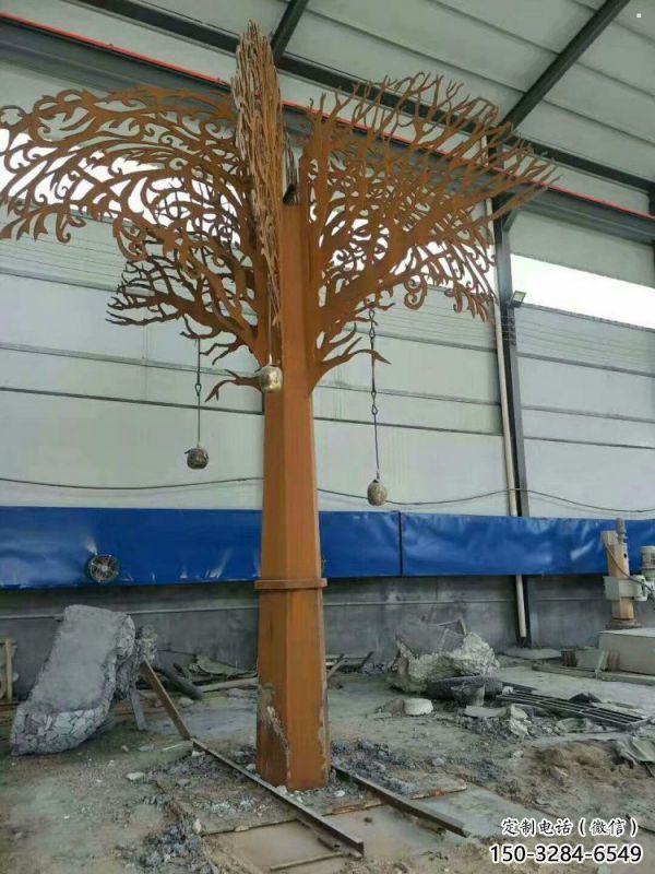 發財樹雕塑優選，拉絲工藝，不銹鋼發財樹雕塑承接