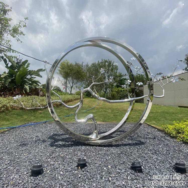 圓環樹雕塑承接，鍛造工藝，不銹鋼圓環樹雕塑訂做