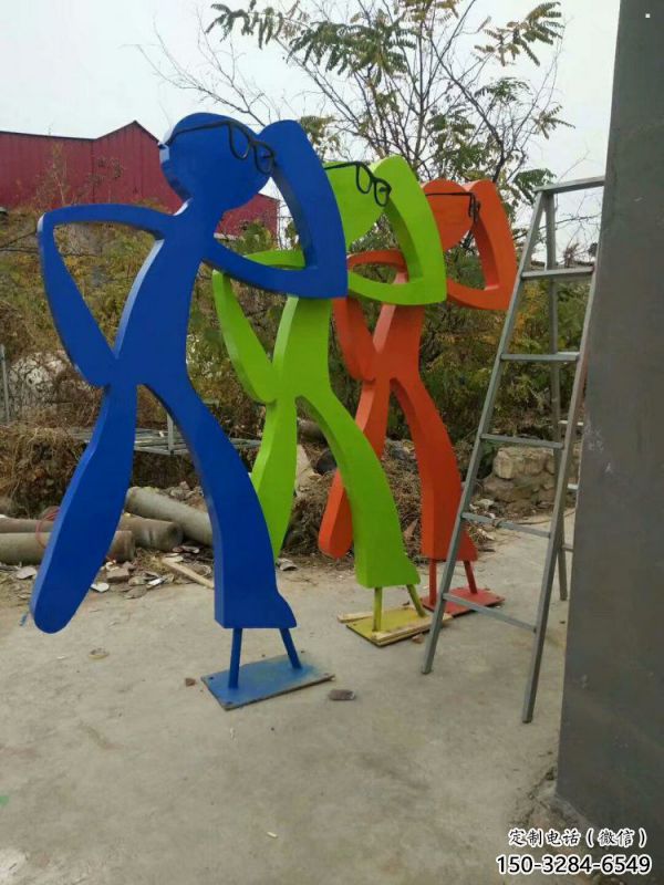 剪影體育雕塑優選，城市裝飾，鐵藝人物雕塑定做