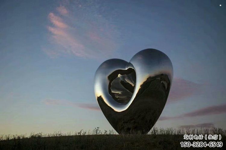心形球雕塑訂做，城市裝飾，不銹鋼心形球雕塑展品