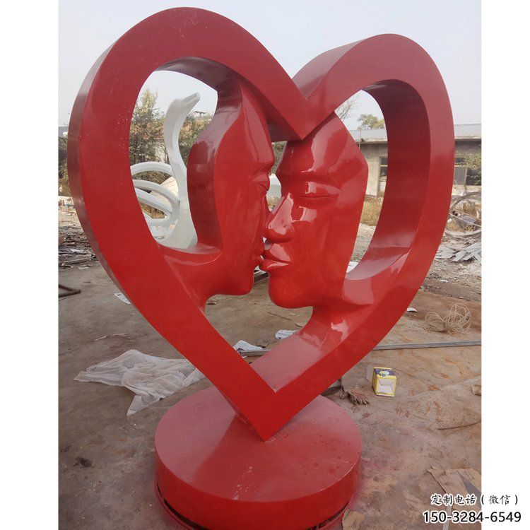 愛心雕塑展品，彩鋼制作，酒店烤漆愛心雕塑精品